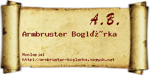 Armbruster Boglárka névjegykártya